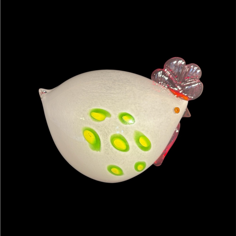 Vintage Hand Blown Art Glass Country Chicken Rooster Figurine 7.5 x 5.5 x 5 Inch